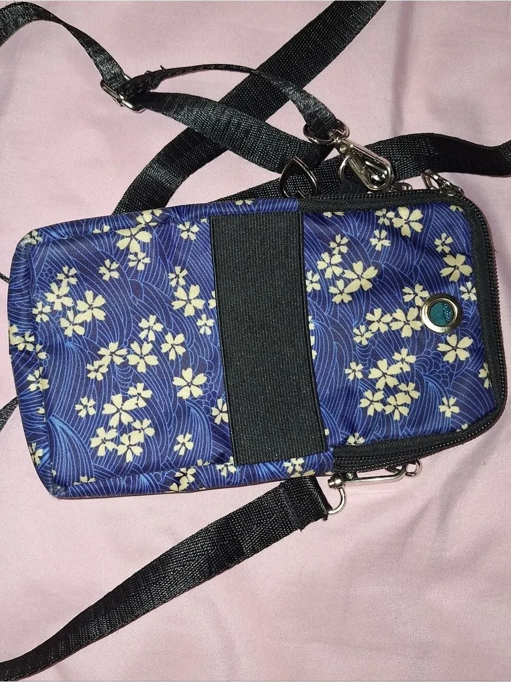 Navy Floral Crossbody Phone Bag